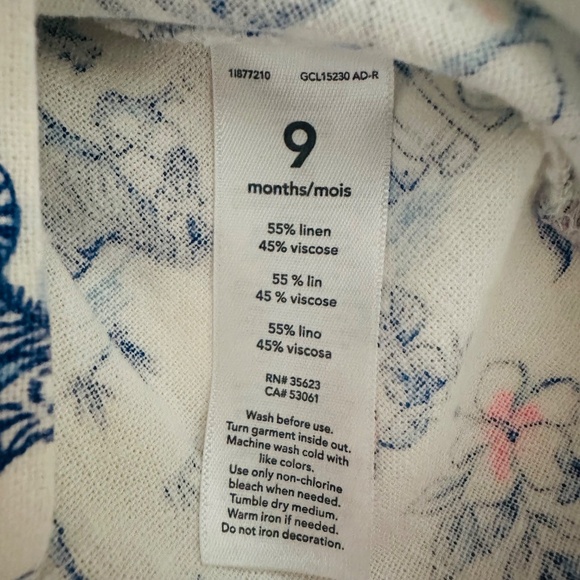 Carter’s 9 Months Baby Girl Linen Blend Dress Safari Animals NWT Spring … - Picture 4 of 7